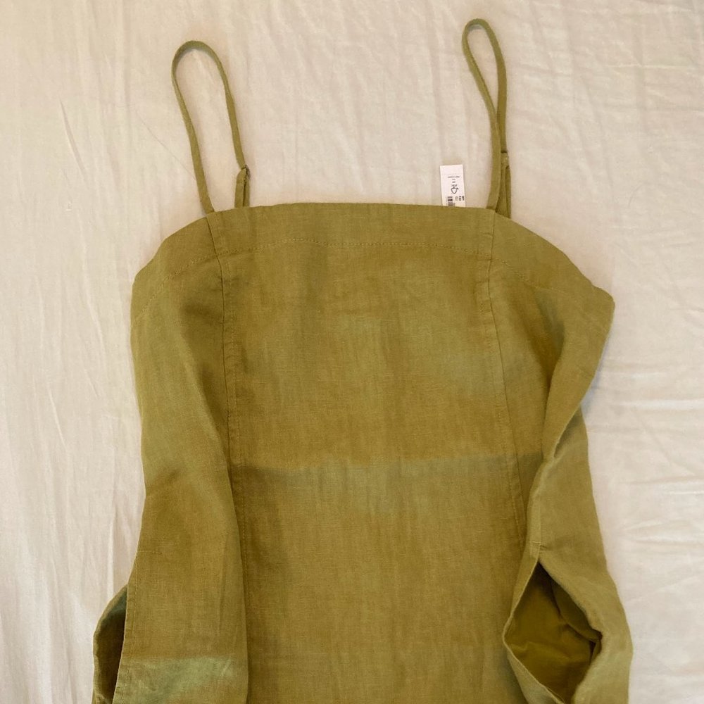 Goldie Mini Dress in Washable Linen in citrus lime with pockets! size 0